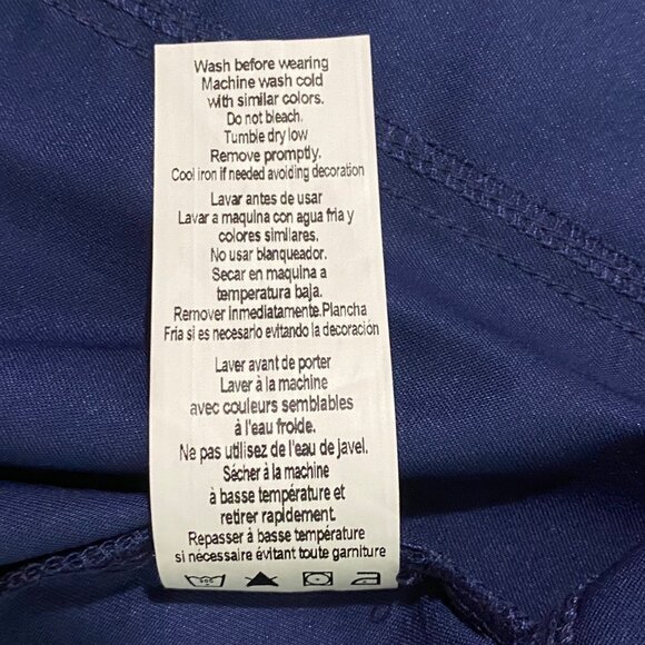 Cherokee Workwear Womens Scrub Top M Navy Blue Medical Dental Vet Tech Uniform - Picture 5 of 7